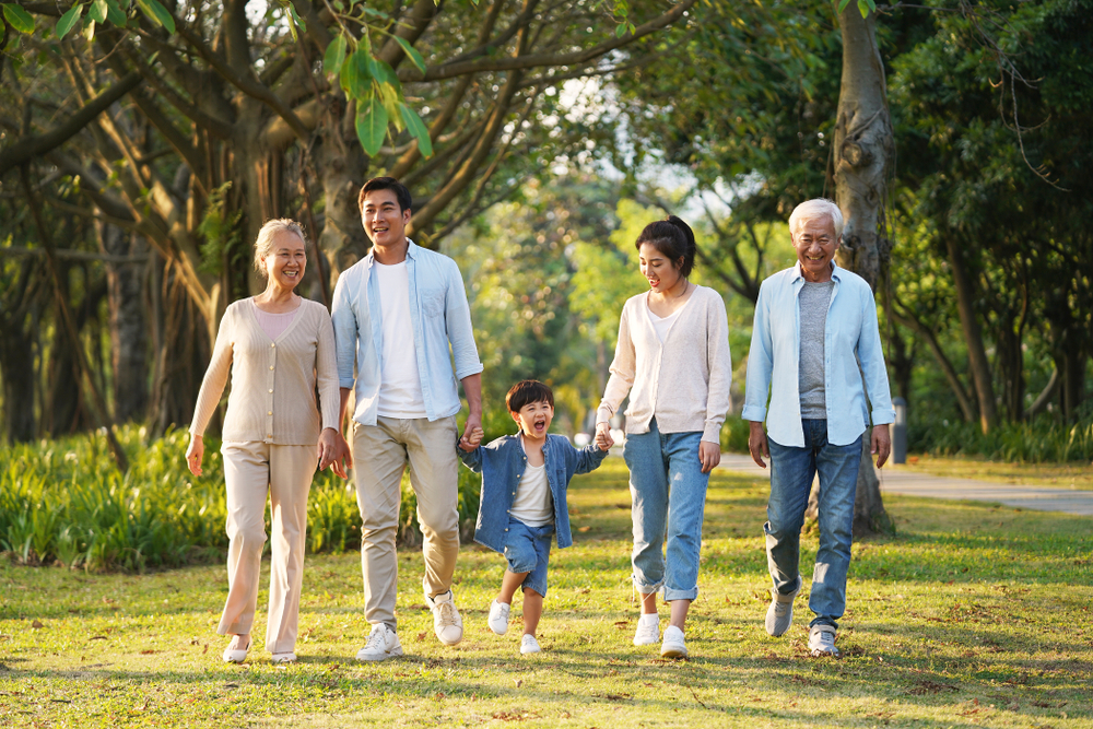 Happy Family in the field
